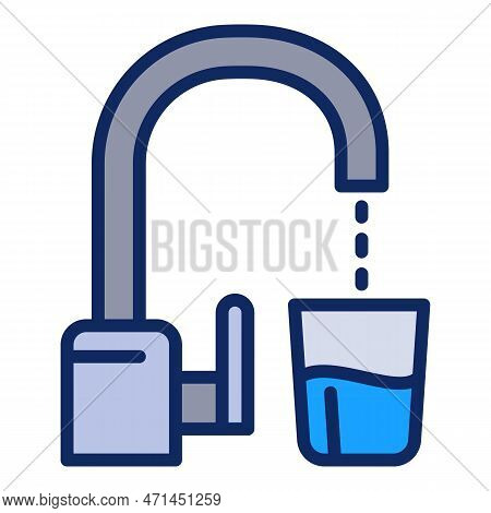 Water Filter Tap Icon. Outline Water Filter Tap Icon For Web Design Isolated On White Background
