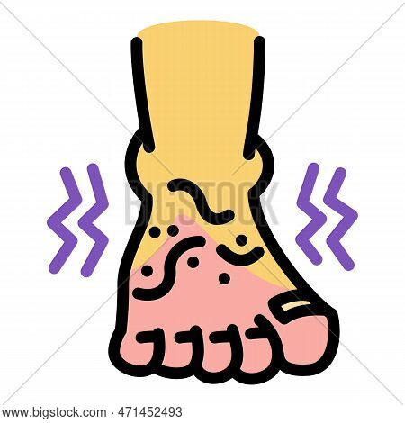 Human Leg Frostbite Icon. Outline Human Leg Frostbite Icon For Web Design Isolated On White Backgrou