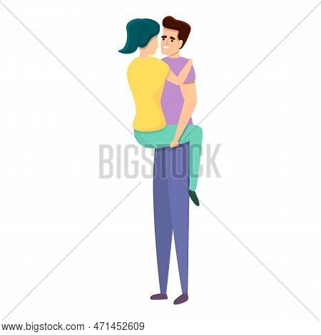 Boy Embrace Girlfriend Icon. Cartoon Of Boy Embrace Girlfriend Icon For Web Design Isolated On White