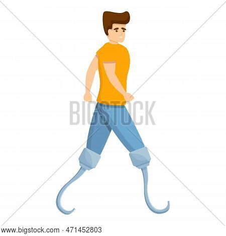 Boy With Legs Prothesis Icon. Cartoon Of Boy With Legs Prothesis Icon For Web Design Isolated On Whi