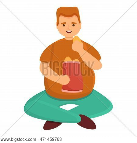 Gluttony Chips Icon. Cartoon Of Gluttony Chips Icon For Web Design Isolated On White Background
