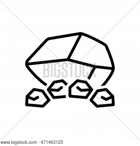 Black Line Icon For Rocks Cliff Reef Cob Scaur Shale Gravel Boulders
