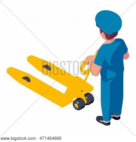 Postman Lift Cart Icon. Isometric Of Postman Lift Cart Icon For Web Design Isolated On White Backgro