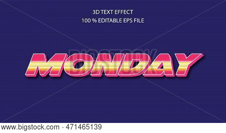 Editable Text Effect - Monday Text Effect Editable Style Premium Vector