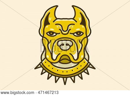 Illustration Drawing Of A Pit Bull Dog Head