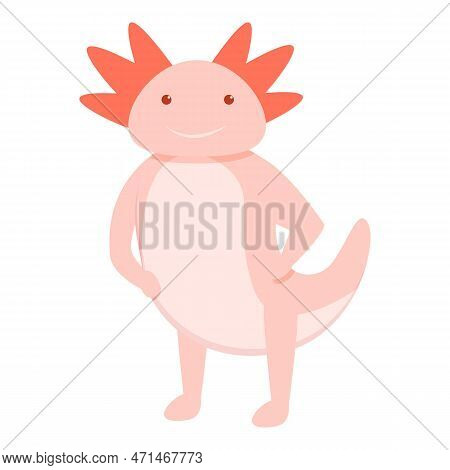 Axolotl Smiling Icon. Cartoon Of Axolotl Smiling Icon For Web Design Isolated On White Background
