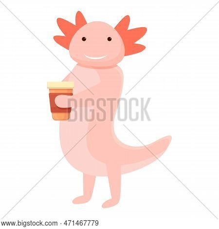 Axolotl Coffee Cup Icon. Cartoon Of Axolotl Coffee Cup Icon For Web Design Isolated On White Backgro