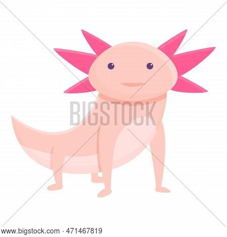 Exotic Axolotl Icon. Cartoon Of Exotic Axolotl Icon For Web Design Isolated On White Background