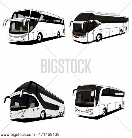 Inter City Bus Transportation In Indonesia Vector On White Background