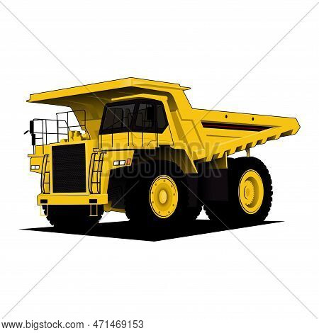 Large Quarry Dump Truck On White Background Vector