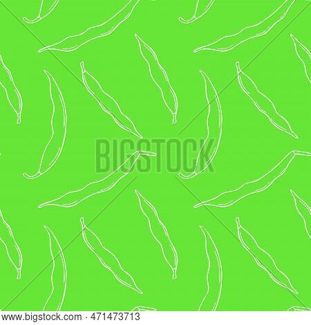 Seamless Bean Pattern In Doodle Style. Vector Image.