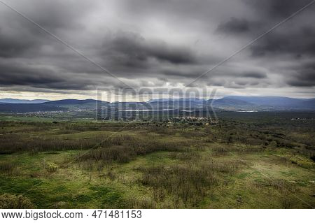 Aerial Drone View Landscape Abandoned Train Station In 
