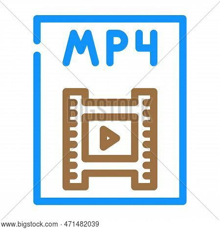 Mp4 File Format Document Color Icon Vector Illustration