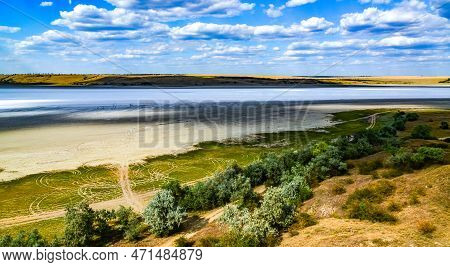 Natural Landscape Of The South Of Ukraine, View Of The Drying Kuyalnitsky Estuary With Rose Water, I