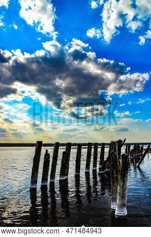 Ancient Wooden Piles In The Kuyalnitsky Estuary, Where Self-sedimentary Salt Was Mined From Salt Che