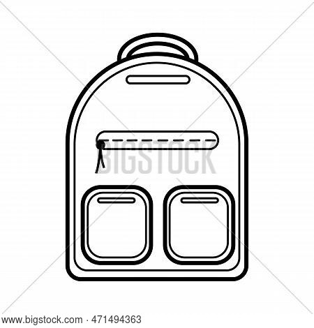 School Backpack With Two Pockets, Simple Linear Icon Isolated On White Background. Goods For School.