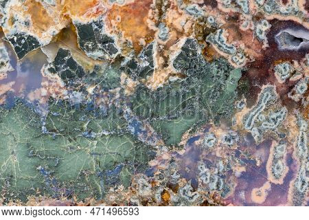Semiprecious Natural Stone Texture. Colorful Agate Mineral Background