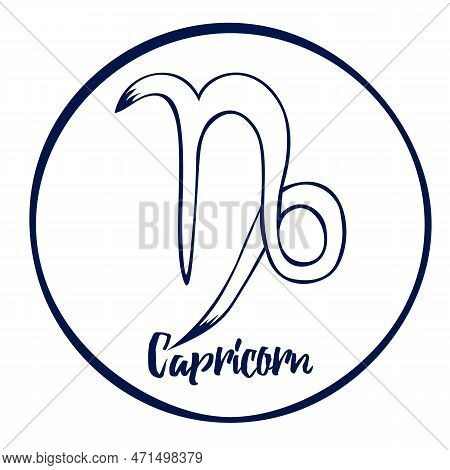 Hand Drawn Zodiak Signs. White Capricorn Zodiac Icons On A White Background. Astrological Symbols Of