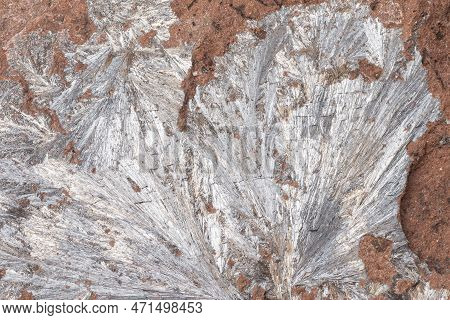 Pyrolusite. Manganese Mineral With Metallic Luster And Steel-gray Texture
