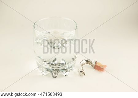 New Removable Dental Prostheses Isolated On White Background