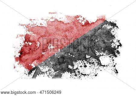 Anarchist, Anarcho, Syndicalist, Communist, Socialist Flag Background Painted On White Paper With Wa