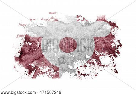 Japan, Japanese, Sunagawa, Hokkaido, Sorachi, Subprefecture Flag Background Painted On White Paper W