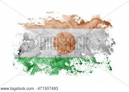 Niger, Nigerien Flag Background Painted On White Paper With Watercolor
