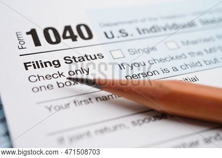 Tax Form 1040 U.s. Individual Income Tax Return, Business Finance Concept.