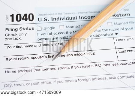 Tax Form 1040 U.s. Individual Income Tax Return, Business Finance Concept.