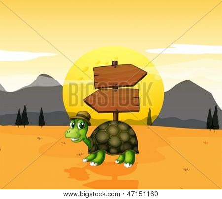 Abbildung einer Schildkröte in der Wüste in der Nähe der arrowboards
