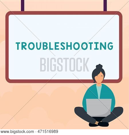Conceptual Caption Troubleshooting. Word Written On An Act Of Investigating Or Dealing With In The P
