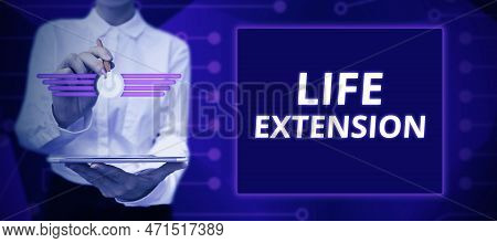 Sign Displaying Life Extension. Internet Concept Able To Continue Working For Longer Than Others Of 