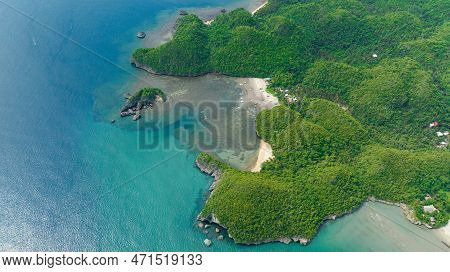Tropical Sandy Beach And Blue Sea. Negros, Philippines