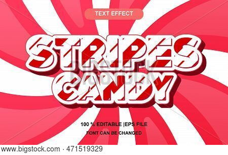 Stripes Candy Editable 3d Text Effect, Text Effect Style, Editable Text Effect Template