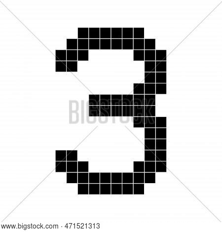 Number 3 Three, 3d Cube Pixel Shape Minecraft 8 Bit