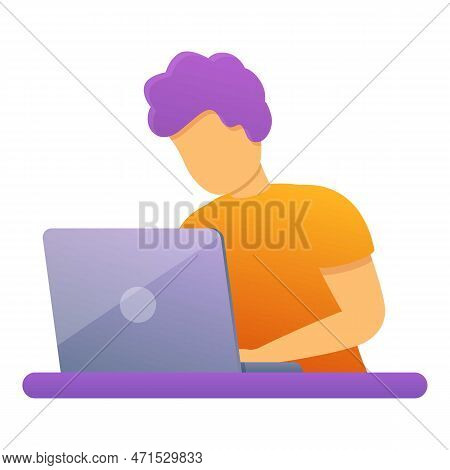 Laptop Boy Home Monetization Icon. Cartoon Of Laptop Boy Home Monetization Icon For Web Design Isola