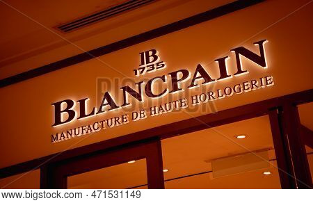 Kuala Lumpur, Malaysia - December 04, 2022: Blancpain Brand Retail Shop Logo Signboard On The Storef