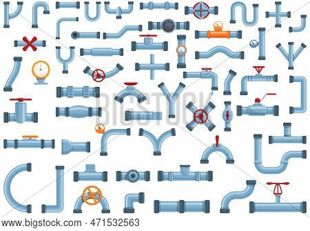 Pipe Icons Set. Cartoon Set Of Pipe Icons For Web Design