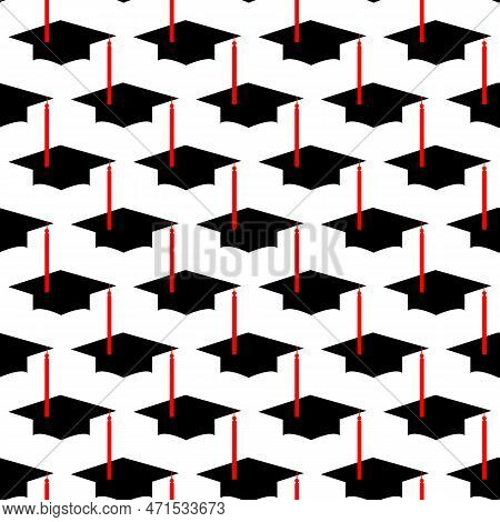 Graduation Cap Pattern. Graduation Seamless Pattern. Mortar Cap Pattern. Vector Pattern For Web. Bes