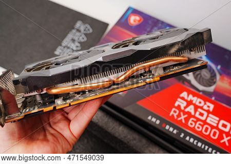 Msi. Amd Graphics Card. Device Displays On Monitor All Actions In Computer.