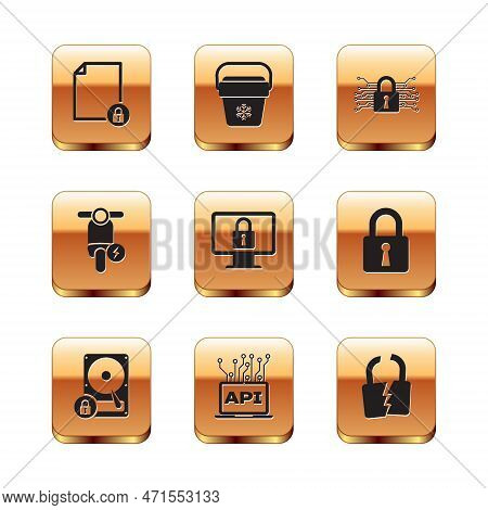 Set Document And Lock, Hard Disk Drive, Computer Api Interface, Lock On Monitor, Electric Scooter An