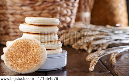 Tigelle Or Crescentine Homemade, An Italian Food Typical Of The Area Of Modena.thin Round Breads Fro