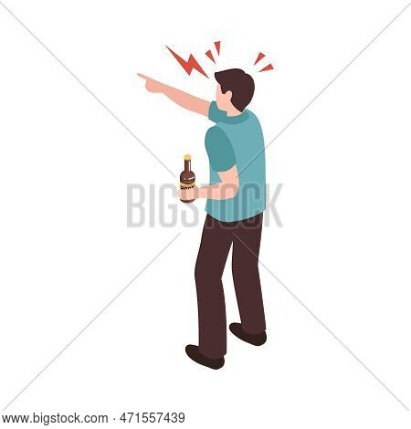Isometric Partners Husband Wife Conflict Quarreling Family Domestic Abuse Composition Vector Illustr