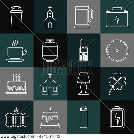 Set Line Battery, Four Leaf Clover, Circular Saw Blade, Glass Of Beer, Propane Gas Tank, Coffee Cup,