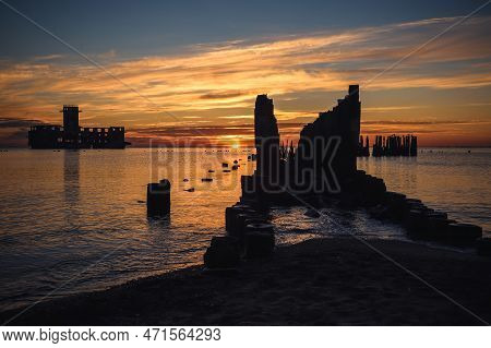 Gdynia, Poland - August 2, 2020: Ruins Of An Old Torpedo House In Babie Doly, Poland.