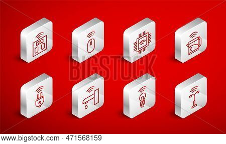 Set Line Smart Street Light, Wireless Mouse, Processor With Microcircuits Cpu, Electric Kettle, Bulb