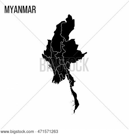 Myanmar Political Map Of Administrative Divisions - States, Regions And Naypyitaw Union Territory. B