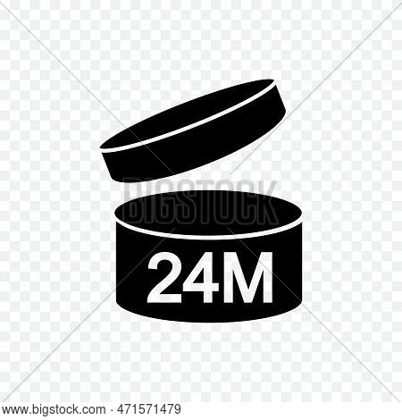 24m Pao Icon. 24 Months Period After Opening Sign. Black Jar With Open Lid And Numbers. Product Fres