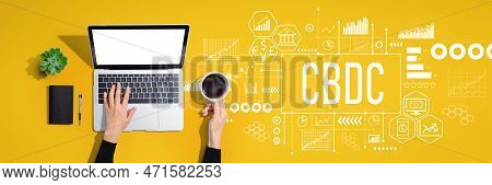 Cbdc - Central Bank Digital Currency Concept With Person Using A Laptop Computer