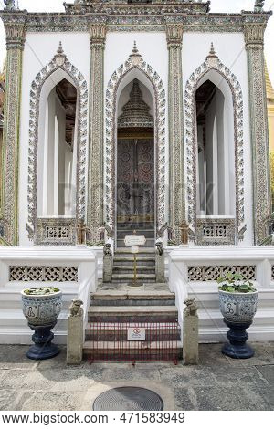 Phra Viharn Yod Temple At Grand Palace Complex In Bangkok. The Building Is Used As A Chapel For Budd